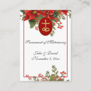 Cartão De Visita Favor de Natal Católico Poinsettia Casamento