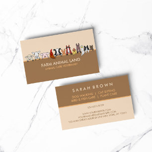 Cartão De Visita Fazenda Animal Veterinary Orange Brown