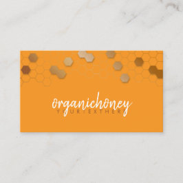 Cartão De Visita Fazenda de Abelhas de Honeycomb Dourada