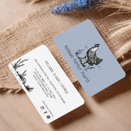 Cartão De Visita Fazenda De Desenho Rustic Vintage Hen Blue Cinza