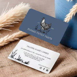 Cartão De Visita Fazenda De Desenho Rustic Vintage Hen Dusty Marinh