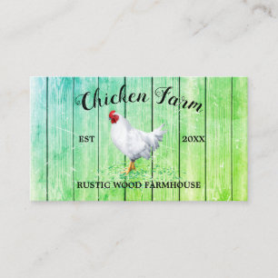 Cartão De Visita Fazenda de Frango em Madeira Verde Rústica