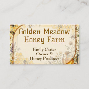 Cartão De Visita Fazenda de Mel Golden Meadow Rainha Abelha Chic Fl