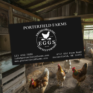 Cartão De Visita Fazenda Orgânica de Ovo Branco a Preto