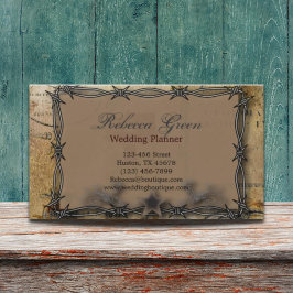 Cartão De Visita fazenda rural do país ocidental com arame farpado