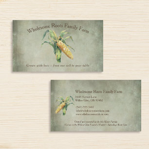Cartão De Visita Fazenda Rustic Watercolor Family, milho local prod