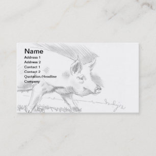 Cartão De Visita Fazendeiro do esboço do desenho de lápis do porc