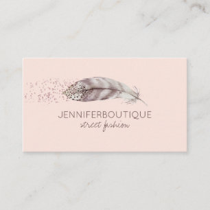 Cartão De Visita Feather Boho Glitter Espumante Russo