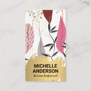 Cartão De Visita Feather Modern Boho Dourado Bruto