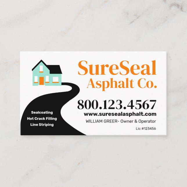 Cartão De Visita Fecho da porta - Reparo e manutenção de asfalto (Frente)