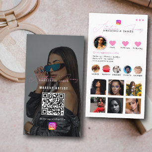 Cartão De Visita Feed de Fotos de Influenciadora Feminina Código QR