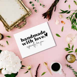 Cartão De Visita Feita À Mão Com Amor   Logotipo personalizado pret