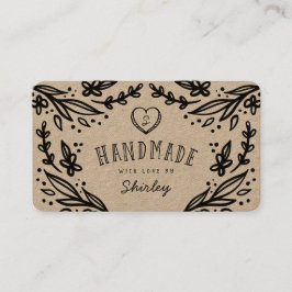 Cartão De Visita Feita À Mão Com Amor Monograma Floral Design