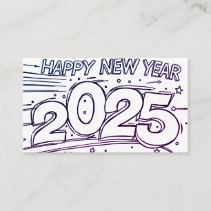 Cartão De Visita Feliz ano novo da placa de cor 2025 DIY