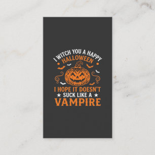 Cartão De Visita Feliz Dia das Bruxas Abóbora de Vampiro Chapéu de 