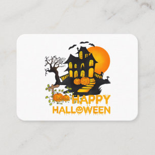 Cartão De Visita Feliz Halloween Abóbora Assustadora Casa Assombrad