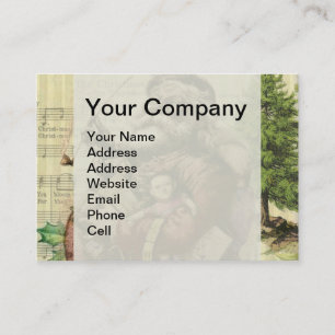 Cartão De Visita Feliz Papai Noel e a Árvore de Natal