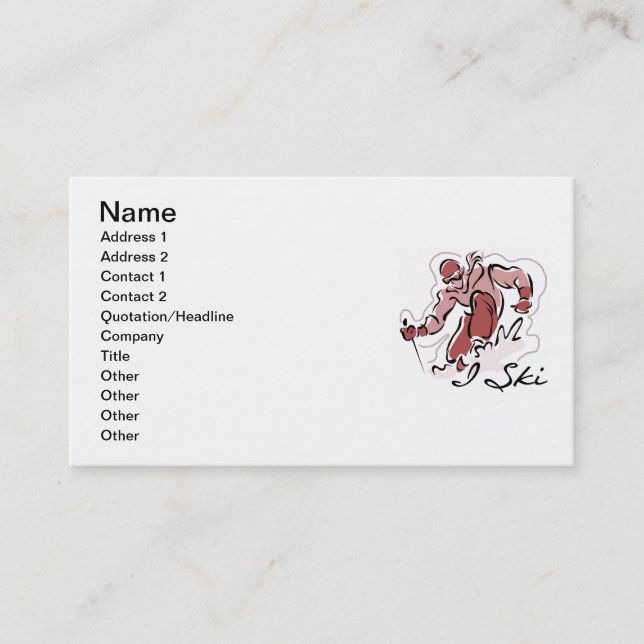 Cartão De Visita Fêmea eu esquio camisas e presentes de T (Frente)