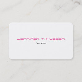 Cartão De Visita Feminina Branca Simples e Rosa Elegante