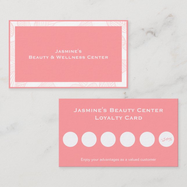Cartão De Visita Feminine Rose Pink Beauty Center Loyalty Card (Frente/Verso)