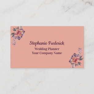 Cartão de Visita Feminino Floral Roxo Rosa
