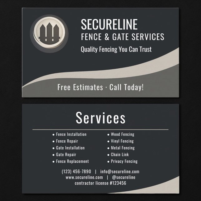 Cartão De Visita Fence & Gate Services (Criador carregado)