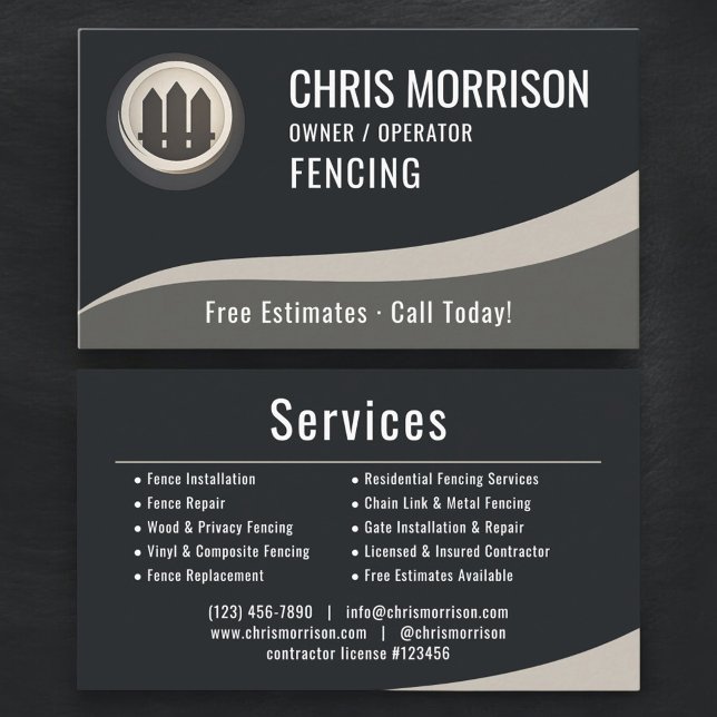 Cartão De Visita Fencing Fence Builder Repair Professional (Criador carregado)