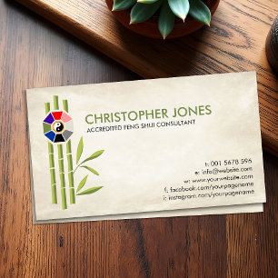 Cartão De Visita Feng Shui Bagua / Pakua e Lucky Bamboo