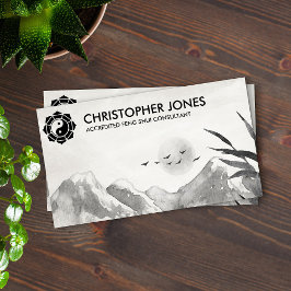 Cartão De Visita Feng Shui Bagua / Pakua Lotus Watercolor