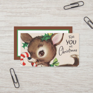 Cartão De Visita feriado de renas de natais vintages retrô