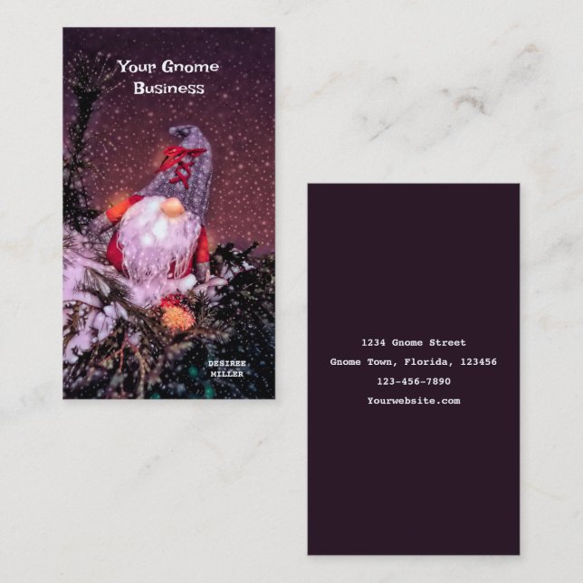 Cartão De Visita Feriado Natal Gnomo Gito Glitter (Frente/Verso)