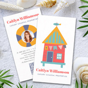 Cartão De Visita Férias Imobiliário Foto do Código QR Diversão de P