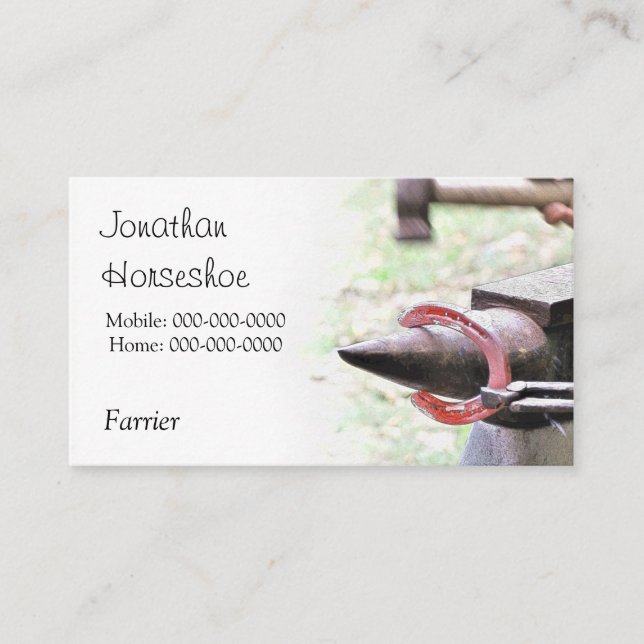 Cartão De Visita Ferradura encarnado do Farrier (Frente)