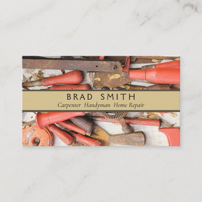 Cartão De Visita Ferramenta Antiguamente Rustic Red Man (Frente)