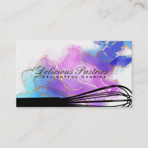 Cartão De Visita Ferramenta Whisk Culinária Folha de Ouro de Aq