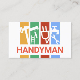 Cartão De Visita Ferramentas Coloridas de Construção de Handyman