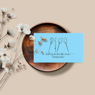 Cartão De Visita Ferramentas culinárias padaria comida caseira azul