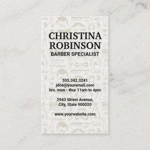 Cartão De Visita Ferramentas de barbeiro e Padrões de ícone
