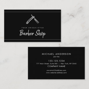 Cartão De Visita Ferramentas de Barbeiro Vintage Preto Clássico Bar