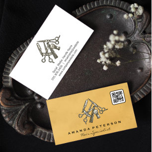 Cartão De Visita Ferramentas de Barber   Código Qr