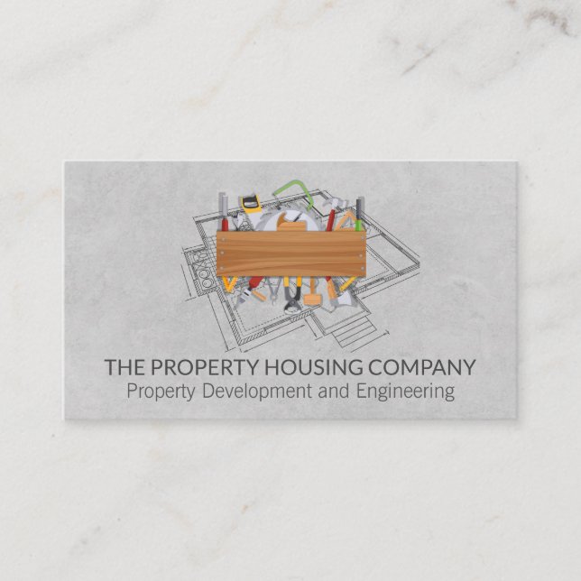 Cartão De Visita Ferramentas de Construção | Blueprint (Frente)