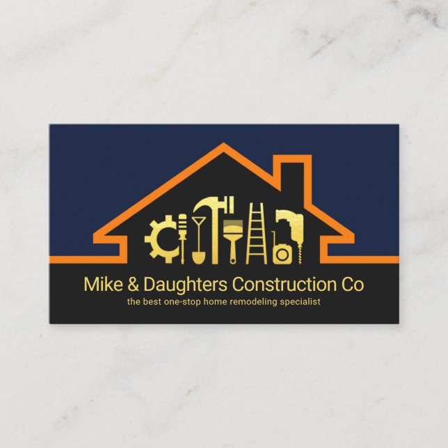 Cartão De Visita Ferramentas de Dispositivos de Mão Dourada do Na m (Frente)