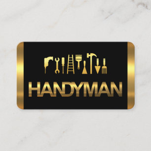 Cartão De Visita Ferramentas de Handyman Douradas em Camadas Dourad