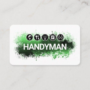 Cartão De Visita Ferramentas de Handyman Salpico de Tinta Verde