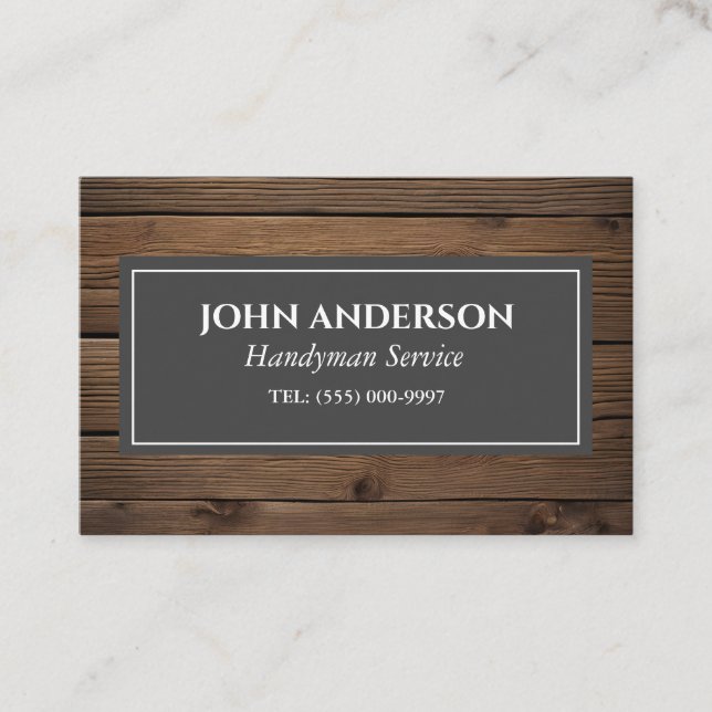 Cartão De Visita ferramentas de madeira Carpenter Handyman Business (Frente)