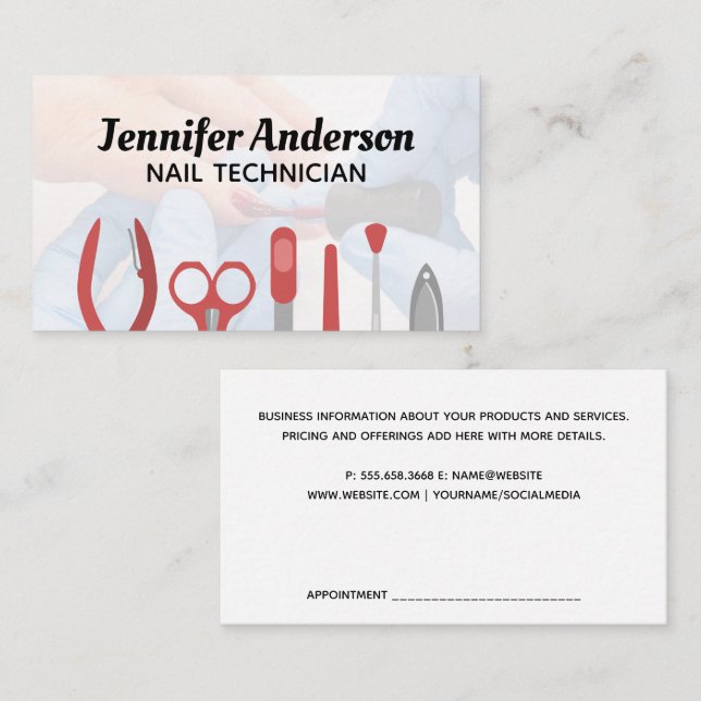 Cartão De Visita Ferramentas de Manicure de unhas | Unhas de pintur (Frente/Verso)