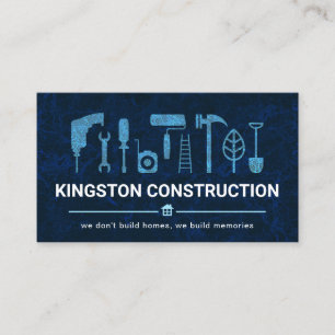 Cartão De Visita Ferramentas de Manual Marble Azul