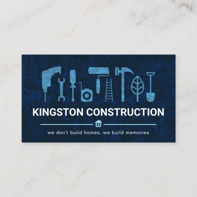 Cartão De Visita Ferramentas de Manual Marble Azul (Frente)