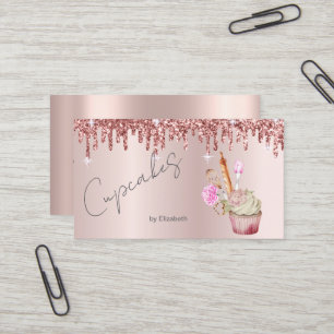 Cartão De Visita Ferramentas de Padaria de Cupcake Elegantes Goteja
