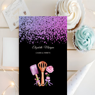 Cartão De Visita Ferramentas de Padaria Elegantes Violetas Diamante